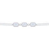 Asfour Crystal Chain Bracelet With Zircon Emerald Design In 925 Sterling Silver-BD0301